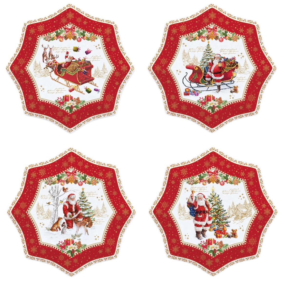 Kerst servies memories set 2 porselein dessert bord Ø 16 cm