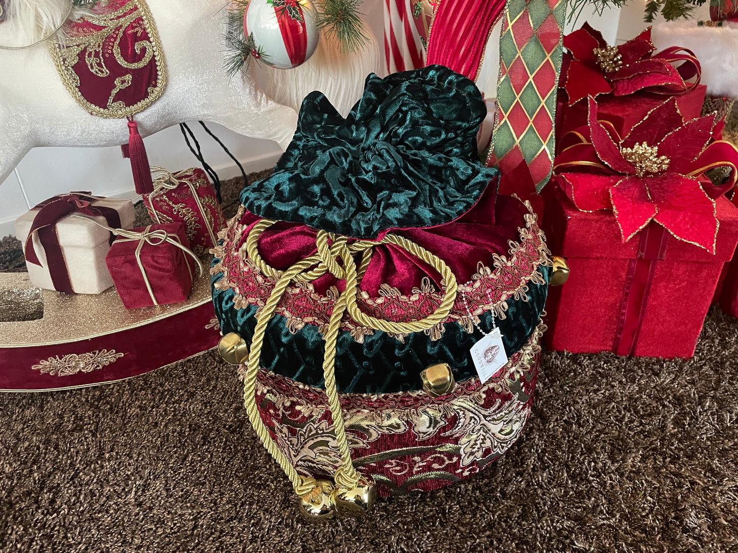 Kerst Cadeautas velvet 30 cm