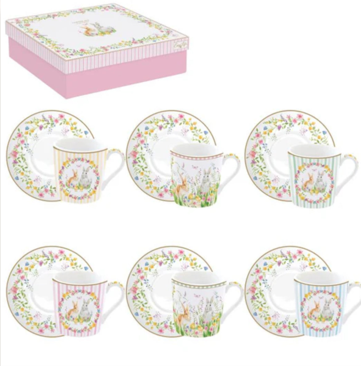 Paas collectie happy easter set van 6 kop&schotel 100 ml