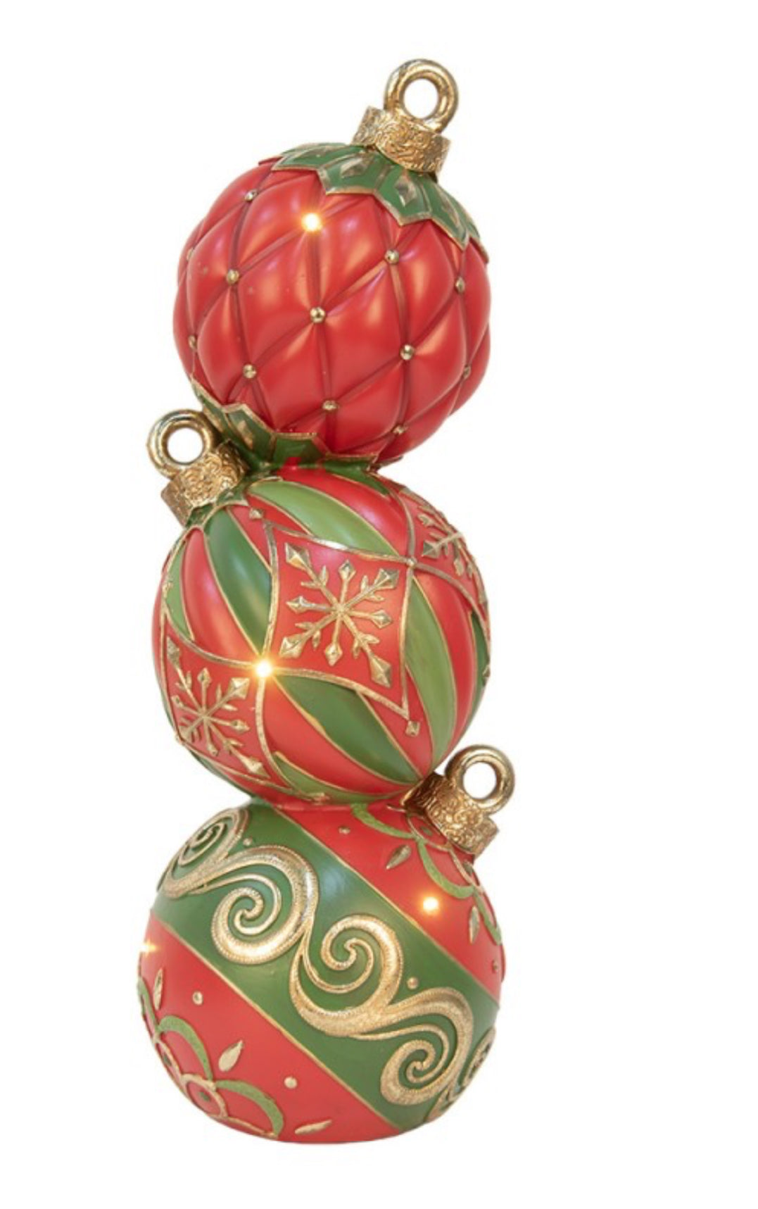 Kerst collectie stapel kerstballen met led verlichting 14X14X40 cm kunststof