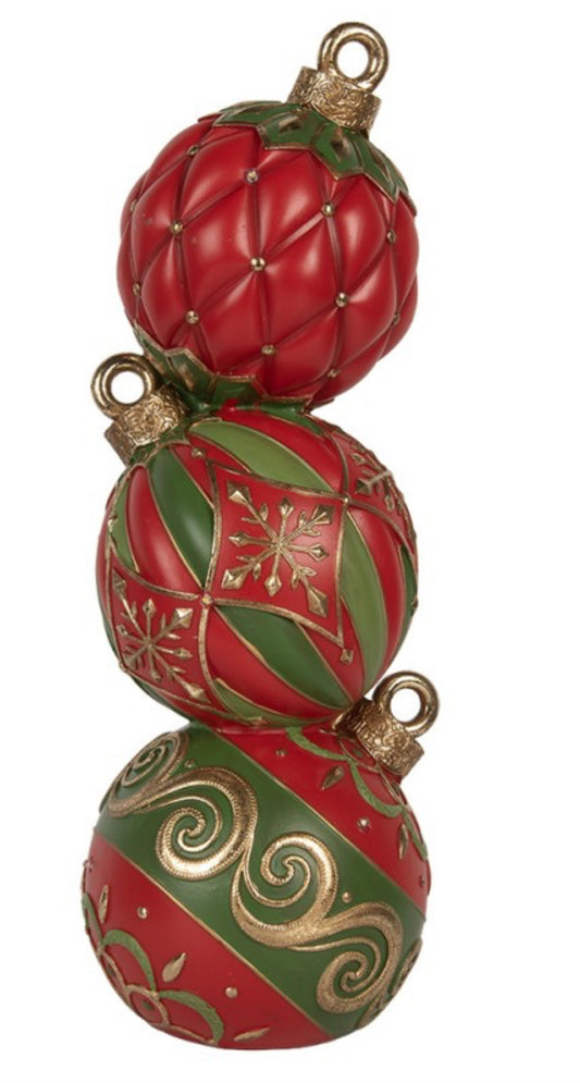 Kerst collectie stapel kerstballen met led verlichting 14X14X40 cm kunststof