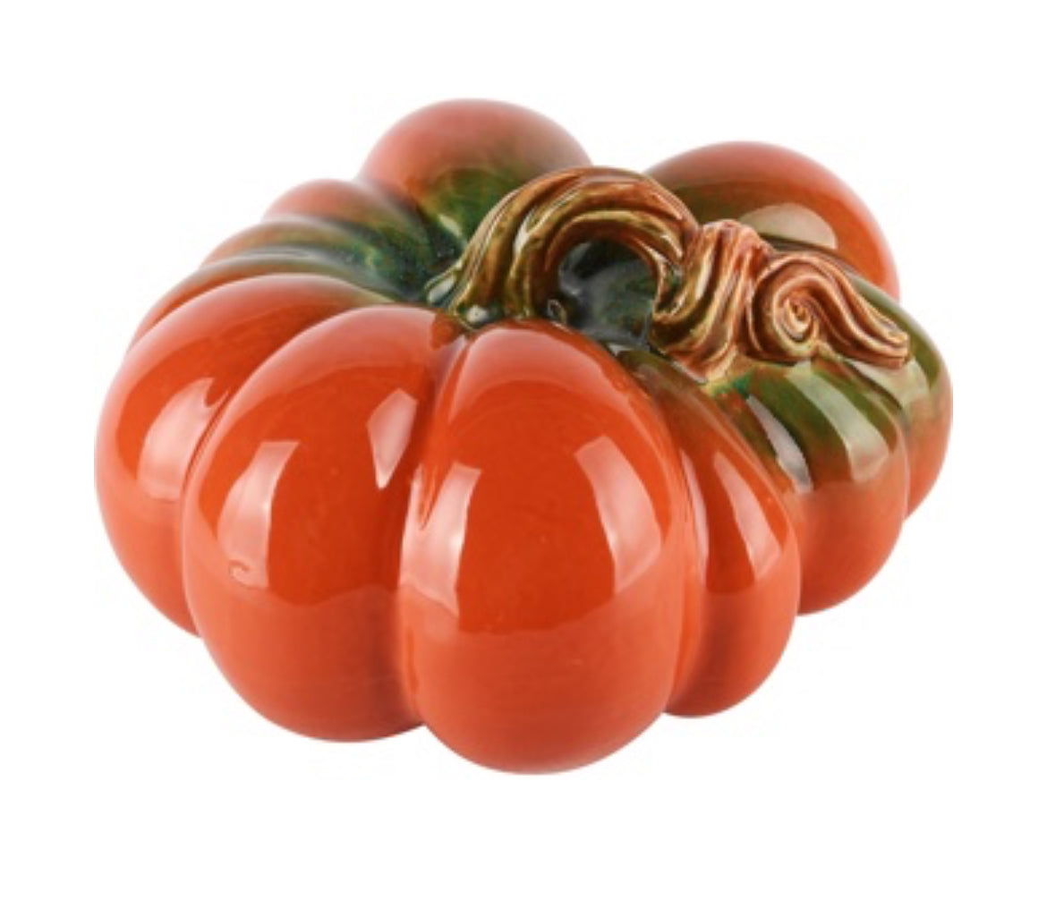 Herfst Pompoen oranje met groen keramiek