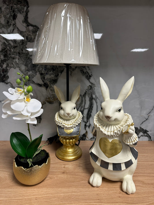 Paas collectie Clayre & Eef haas zwart wit en goud  17x14x33 cm